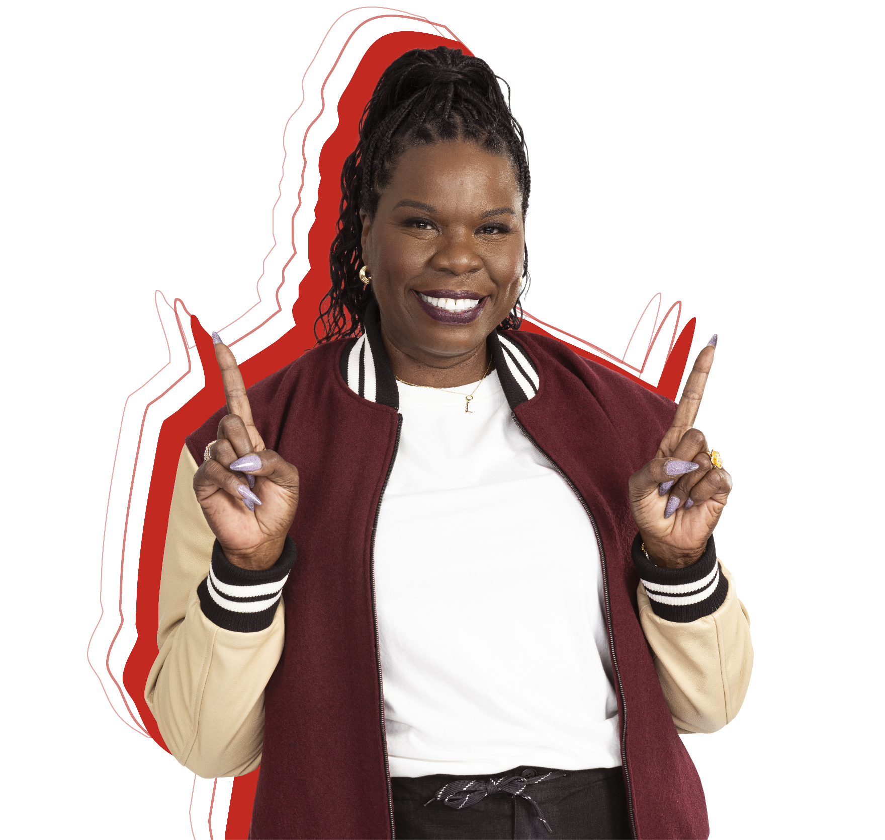 Leslie Jones smiling and excited